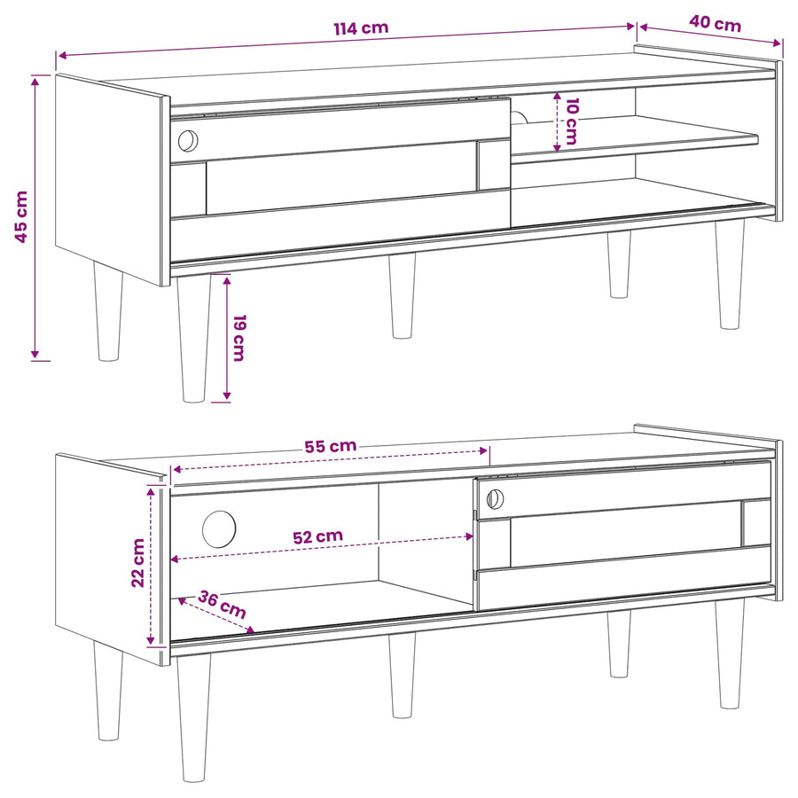 Tv-meubel BILBAO 114 x 40 x 45 cm Donkerkaramel