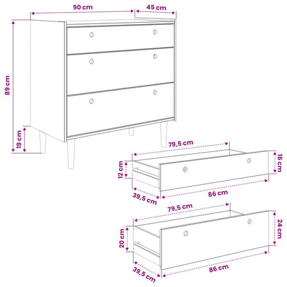 Ladekast BILBAO Donkerkaramel 90 x 45 x 89 cm