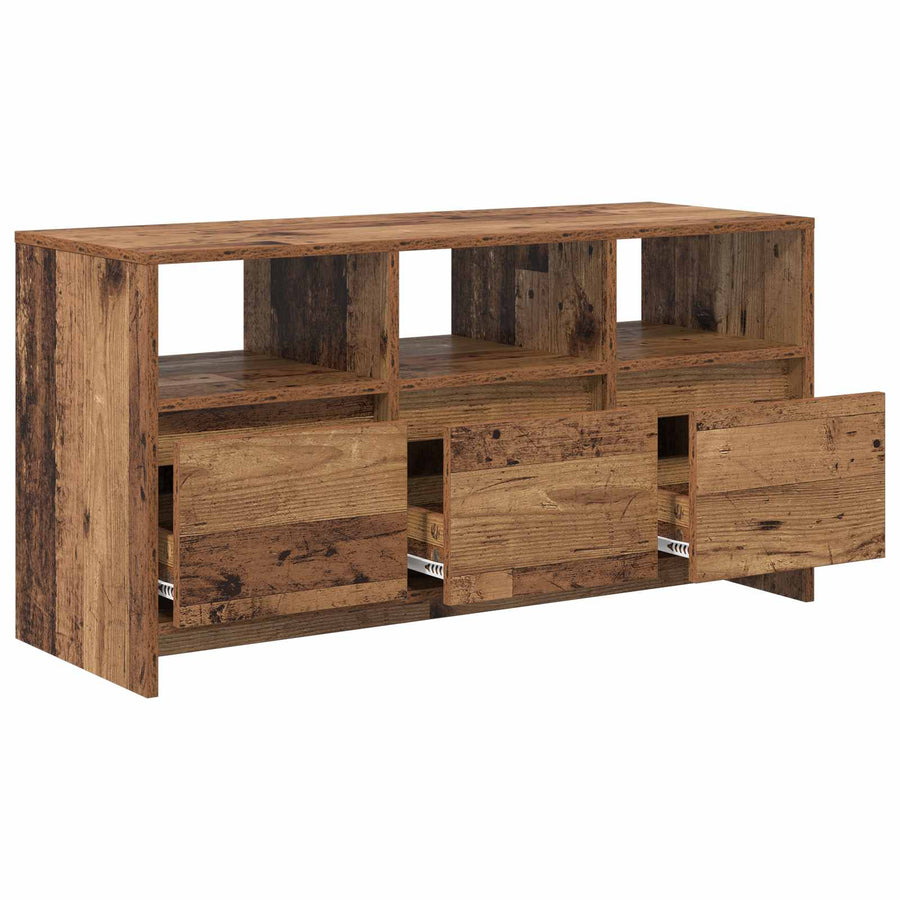 Tv-meubel 102 x 37,5 x 52,5 cm Eikenhout Bewerkt hout