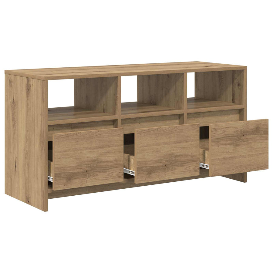 Tv-meubel 102 x 37,5 x 52,5 cm Artisanaal eiken Bewerkt hout