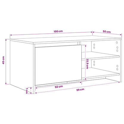 Salontafel Artisanaal eiken 102 x 50 x 45 cm Bewerkt hout