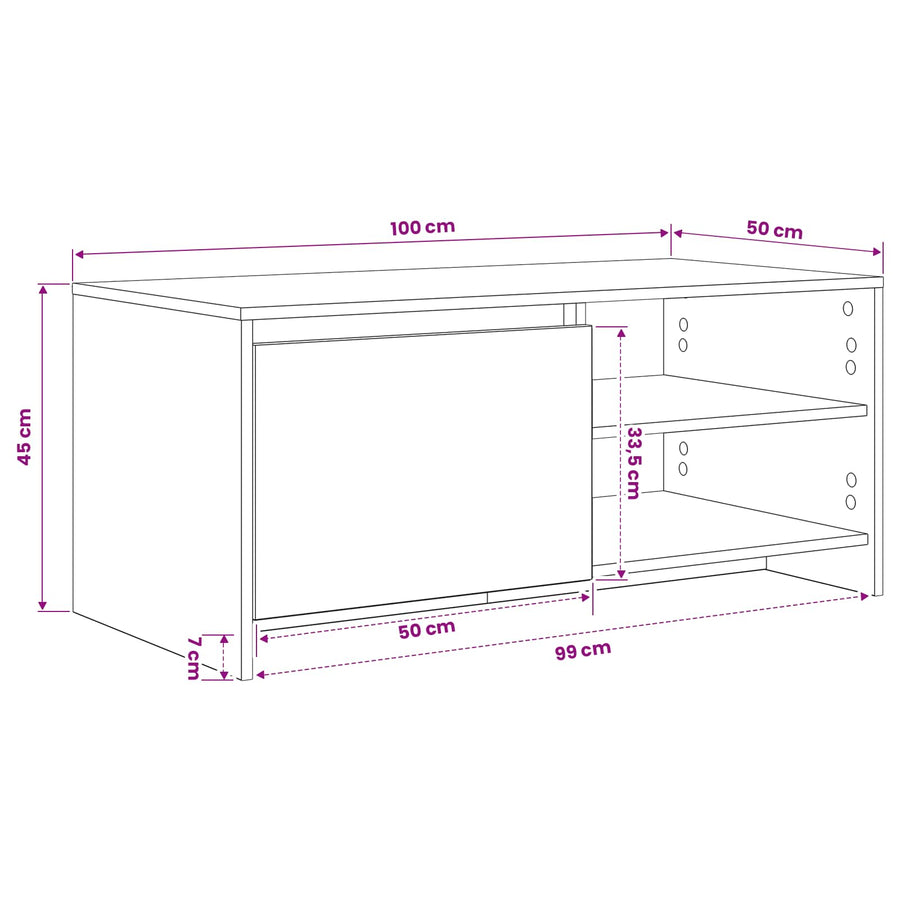 Salontafel Zwart eiken 102 x 50 x 45 cm Bewerkt hout