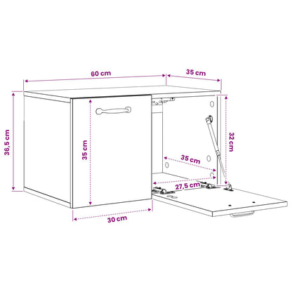 Wandkast 60 x 36,5 x 35 cm Bewerkt hout Artisanaal eiken