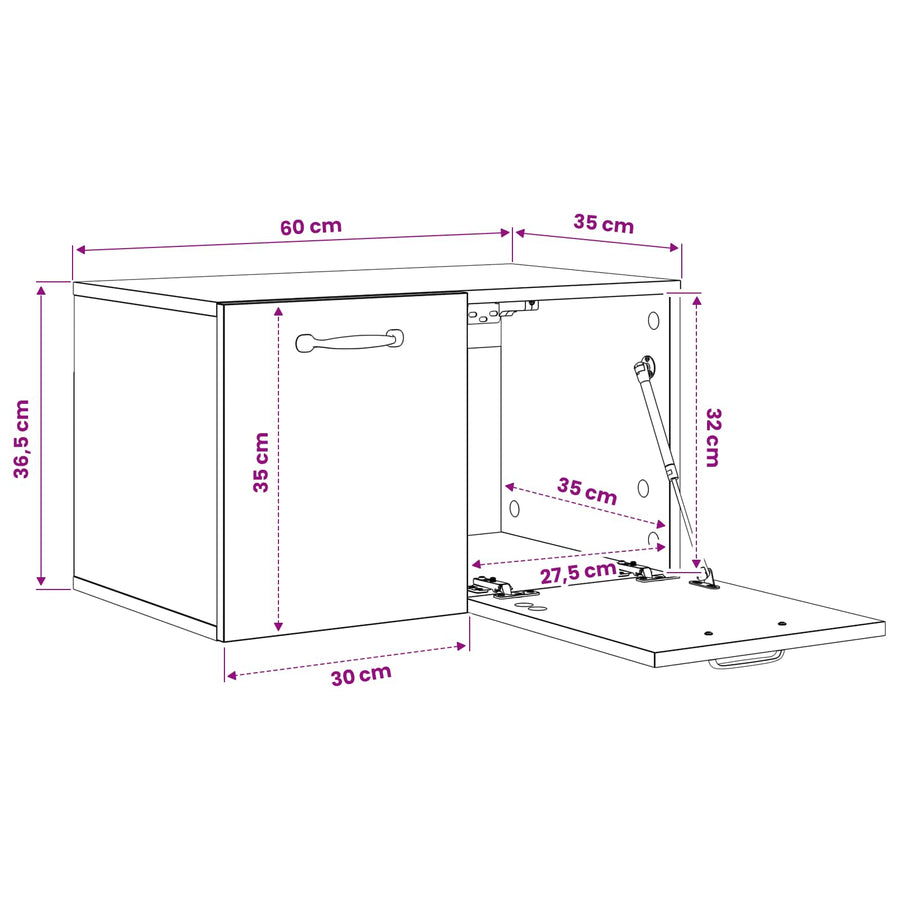 Wandkast 60 x 36,5 x 35 cm Bewerkt hout Artisanaal eiken