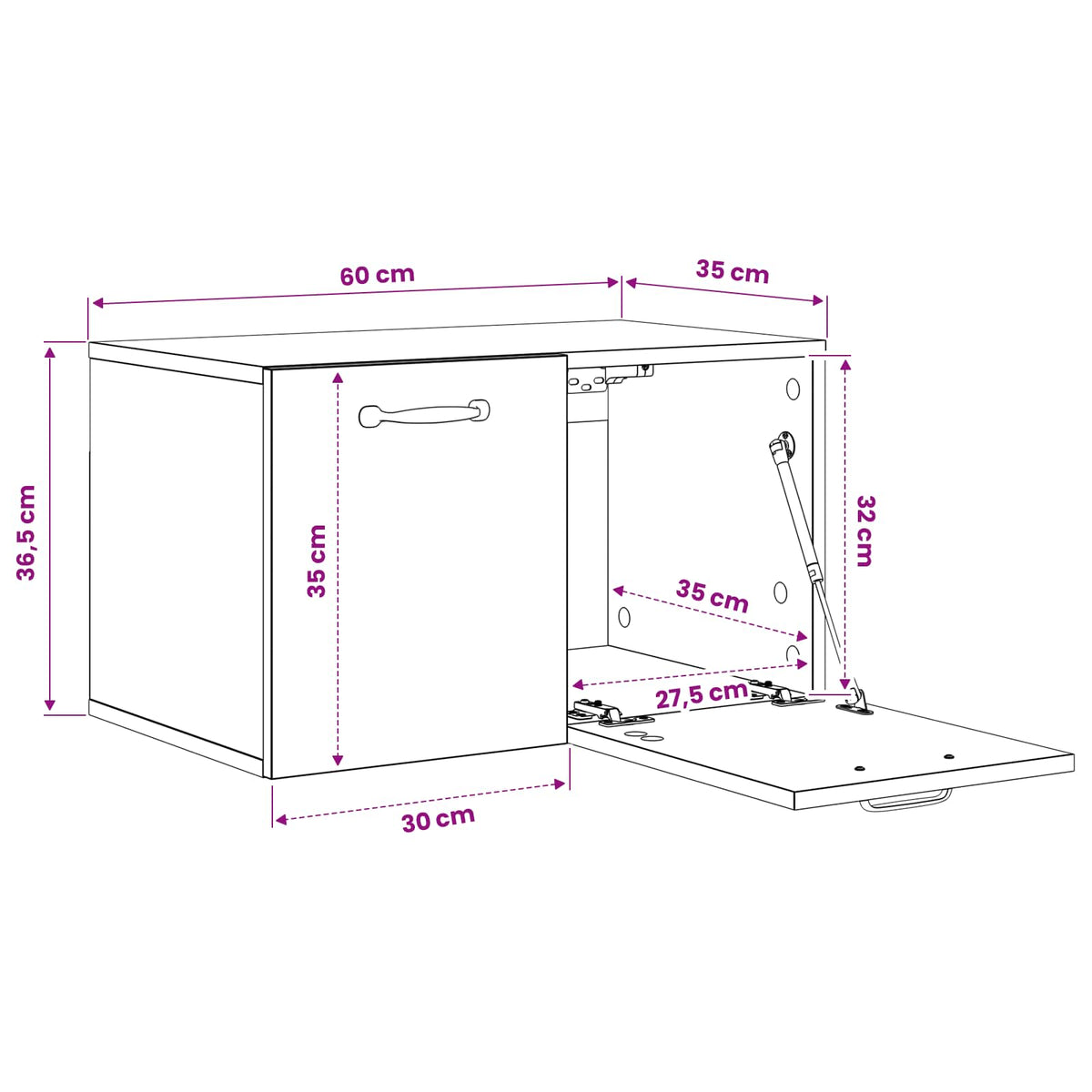 Wandkast 60 x 36,5 x 35 cm Bewerkt hout Zwart eiken