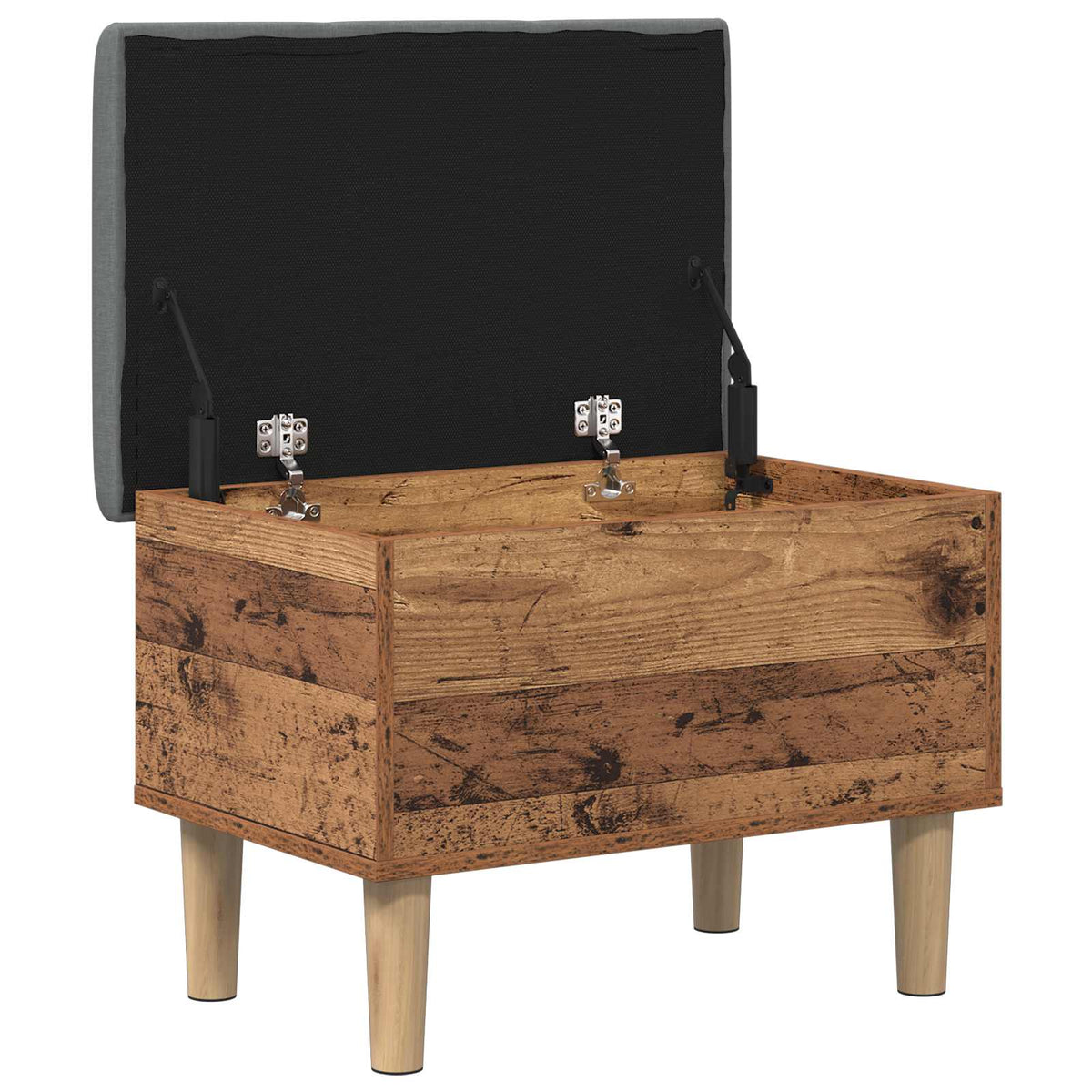Opbergbank met kussen Eikenhout 62 x 42 x 46 cm Bewerkt hout