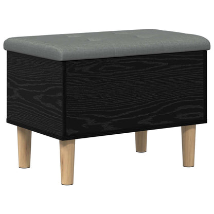 Opbergbank met kussen Zwart eiken 62 x 42 x 46 cm Bewerkt hout