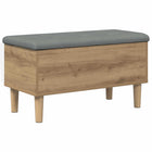 Opbergbank eiken 82x42x46 cm met kussen