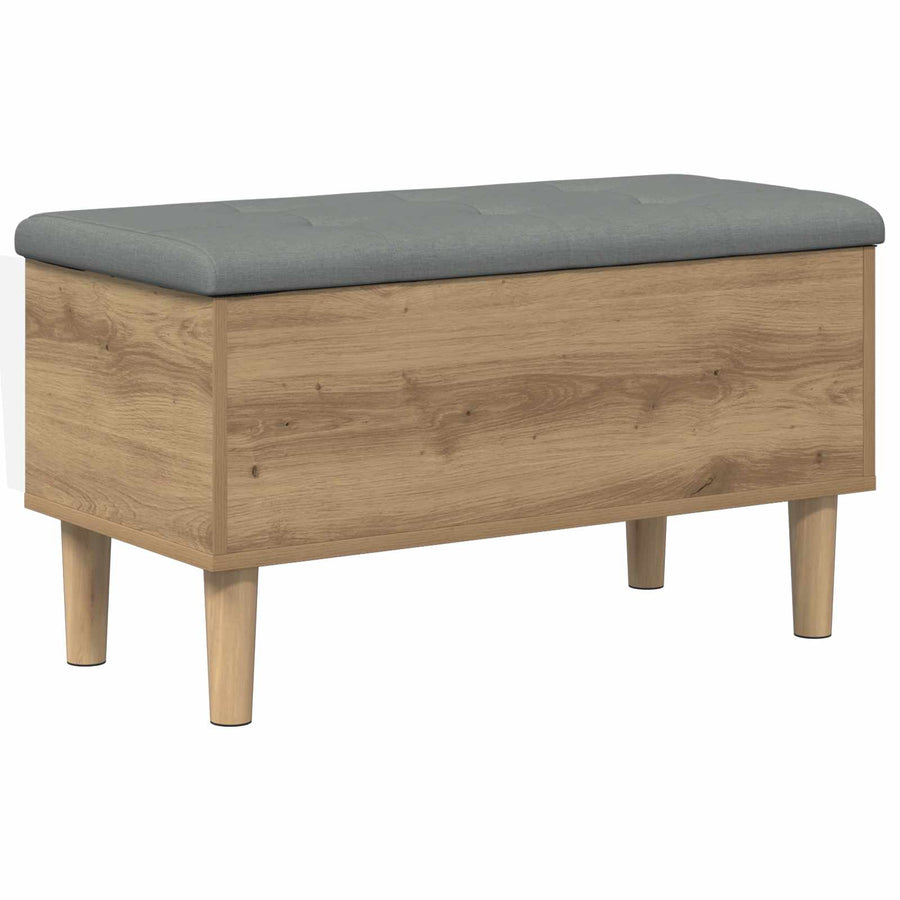 Opbergbank met kussen Artisanaal eiken 82 x 42 x 46 cm