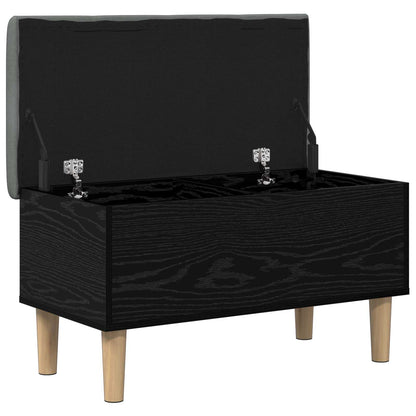 Opbergbank met kussen Zwart eiken 82 x 42 x 46 cm Bewerkt hout
