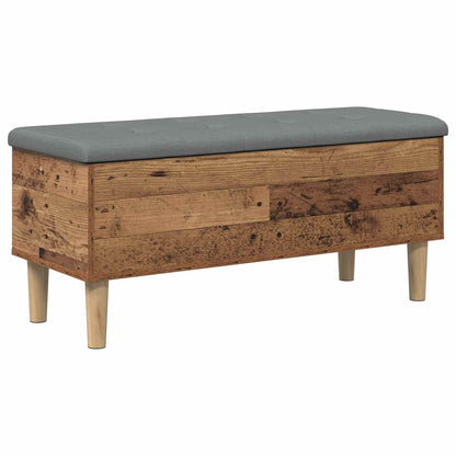 Opbergbank met kussen Eikenhout 102 x 42 x 46 cm Bewerkt hout