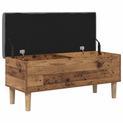 Opbergbank met kussen Eikenhout 102 x 42 x 46 cm Bewerkt hout
