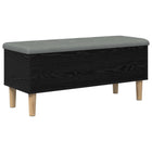Opbergbank zwart eiken 102x42x46 cm met kussen