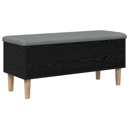 Opbergbank met kussen Zwart eiken 102 x 42 x 46 cm Bewerkt hout