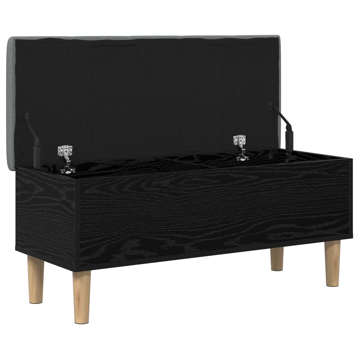 Opbergbank met kussen Zwart eiken 102 x 42 x 46 cm Bewerkt hout
