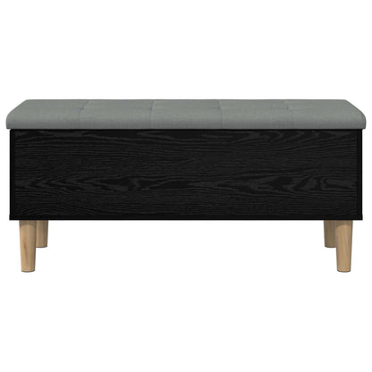 Opbergbank met kussen Zwart eiken 102 x 42 x 46 cm Bewerkt hout