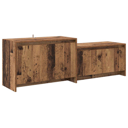 Tv-meubel 147 x 35 x 50 cm Eikenhout Bewerkt hout