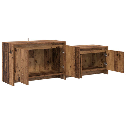 Tv-meubel 147 x 35 x 50 cm Eikenhout Bewerkt hout