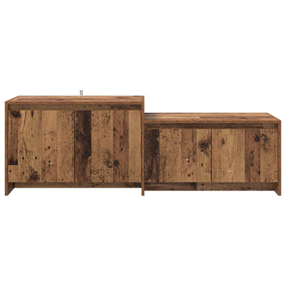 Tv-meubel 147 x 35 x 50 cm Eikenhout Bewerkt hout