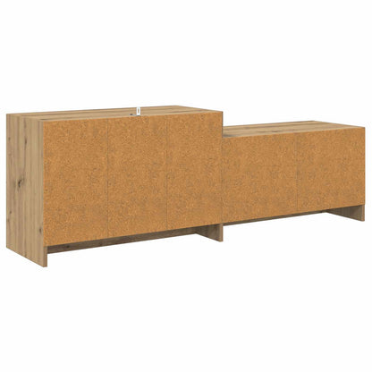 Tv-meubel 147 x 35 x 50 cm Artisanaal eiken Bewerkt hout