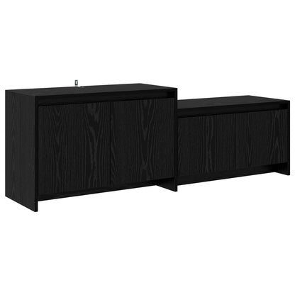 Tv-meubel 147 x 35 x 50 cm Zwart eiken Bewerkt hout