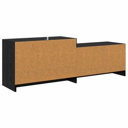 Tv-meubel 147 x 35 x 50 cm Zwart eiken Bewerkt hout