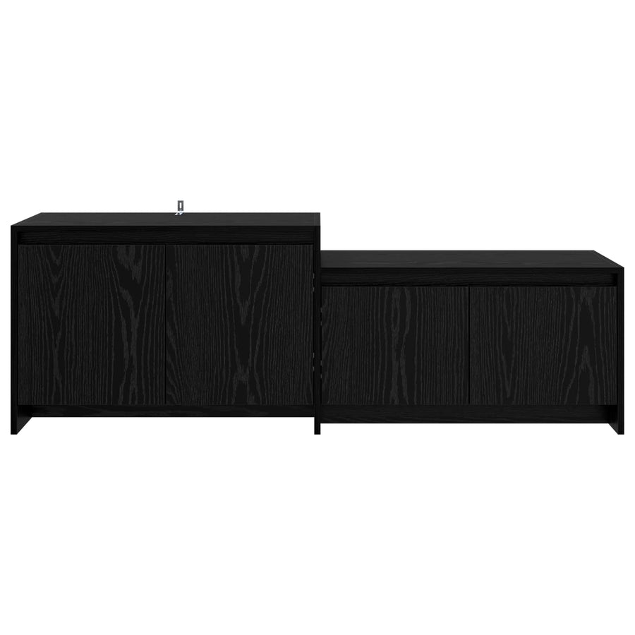 Tv-meubel 147 x 35 x 50 cm Zwart eiken Bewerkt hout