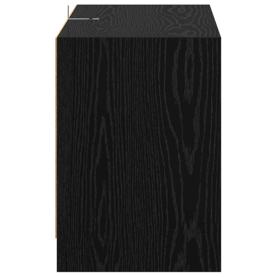 Tv-meubel 147 x 35 x 50 cm Zwart eiken Bewerkt hout