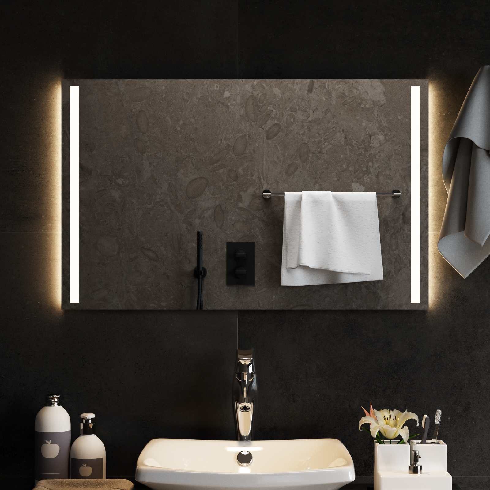 LED Badkamer Spiegel Transparant 80 x 50 cm gehard glas