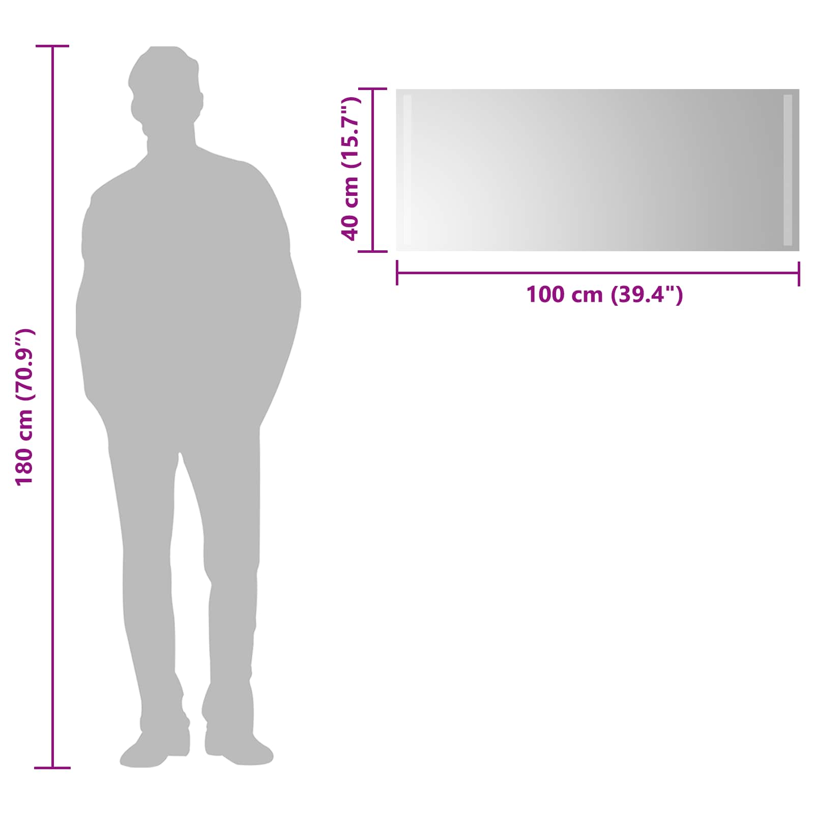 LED Badkamer Spiegel Transparant 100 x 40 cm gehard glas
