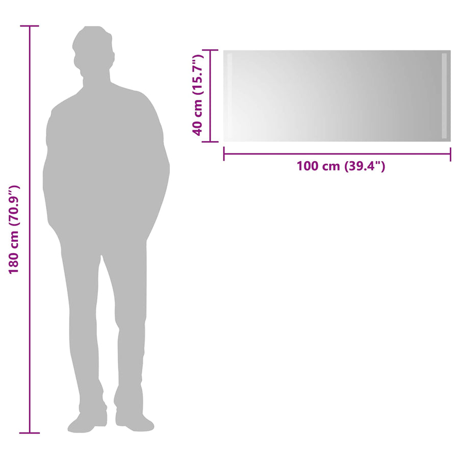 LED Badkamer Spiegel Transparant 100 x 40 cm gehard glas