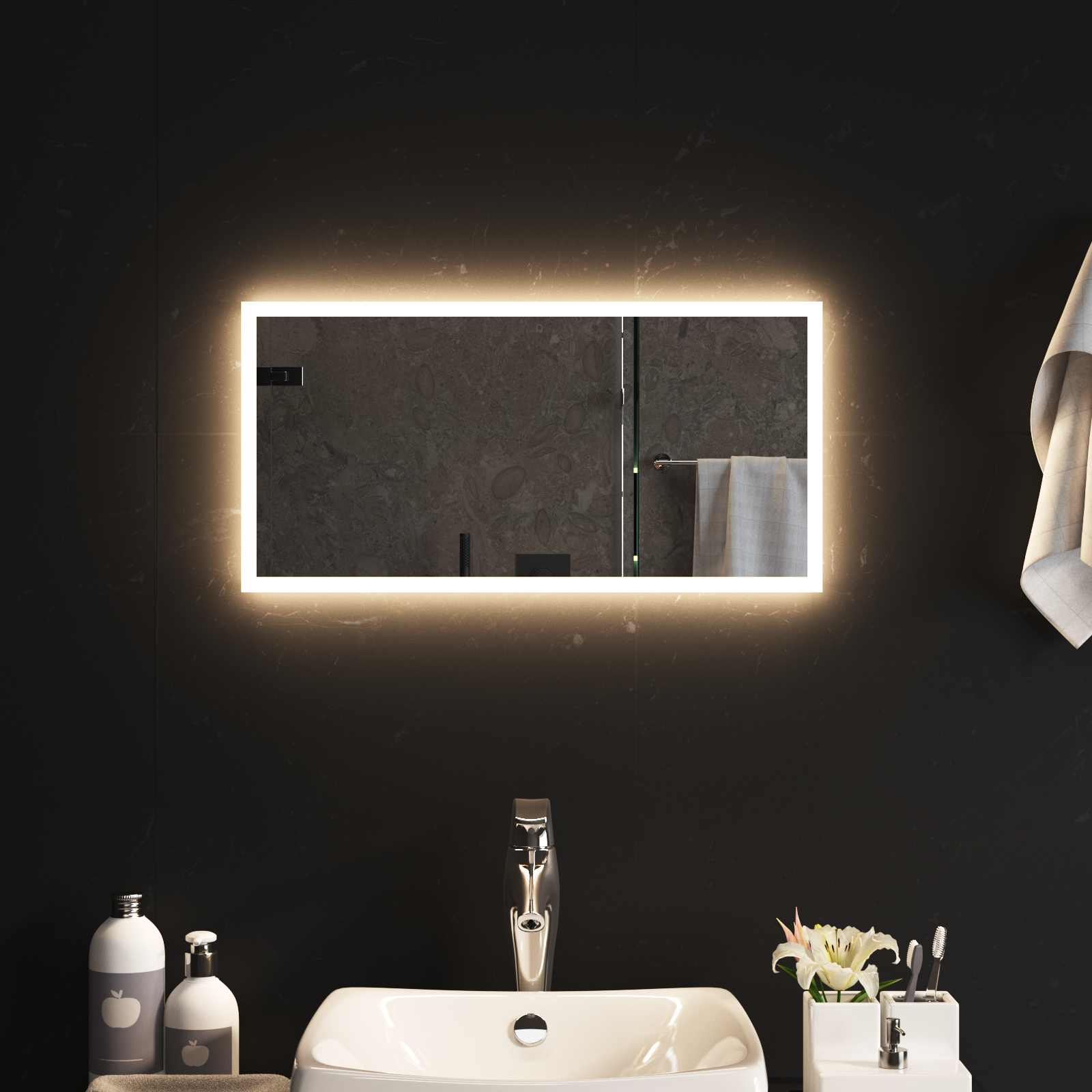 LED Badkamer Spiegel Transparant 60 x 30 cm gehard glas