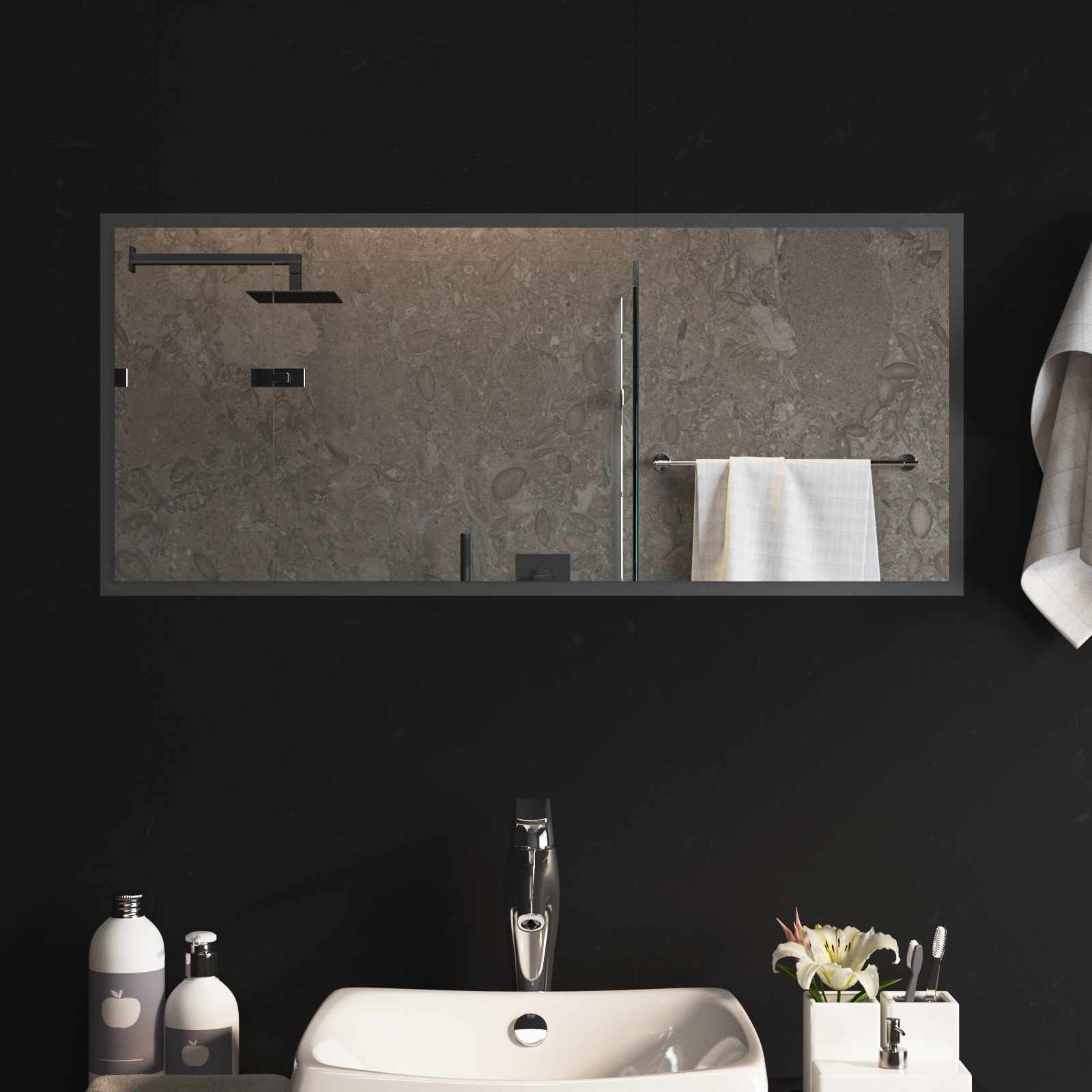 LED Badkamer Spiegel Transparant 90 x 40 cm gehard glas