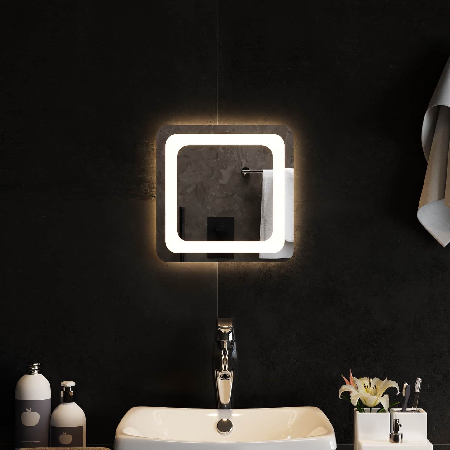 LED Badkamer Spiegel Transparant 30 x 30 cm gehard glas