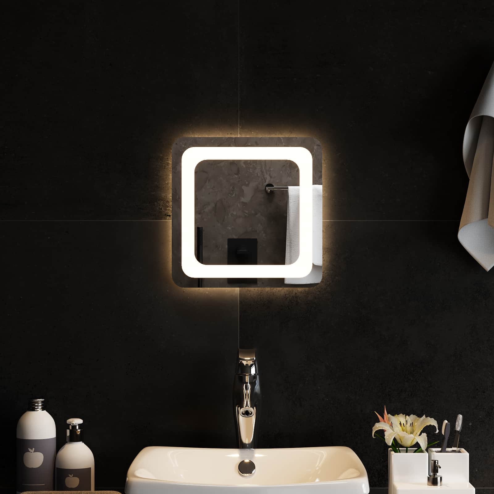 LED Badkamer Spiegel Transparant 30 x 30 cm gehard glas