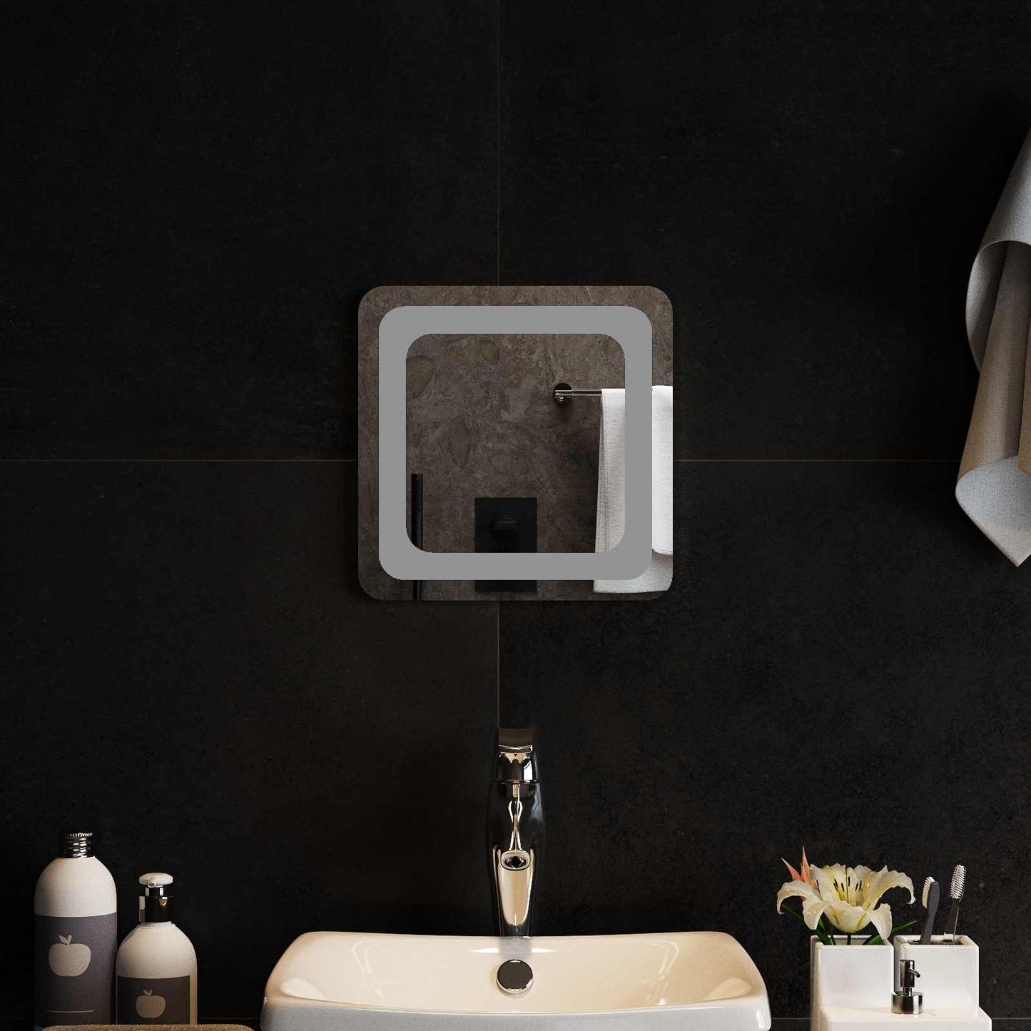 LED Badkamer Spiegel Transparant 30 x 30 cm gehard glas