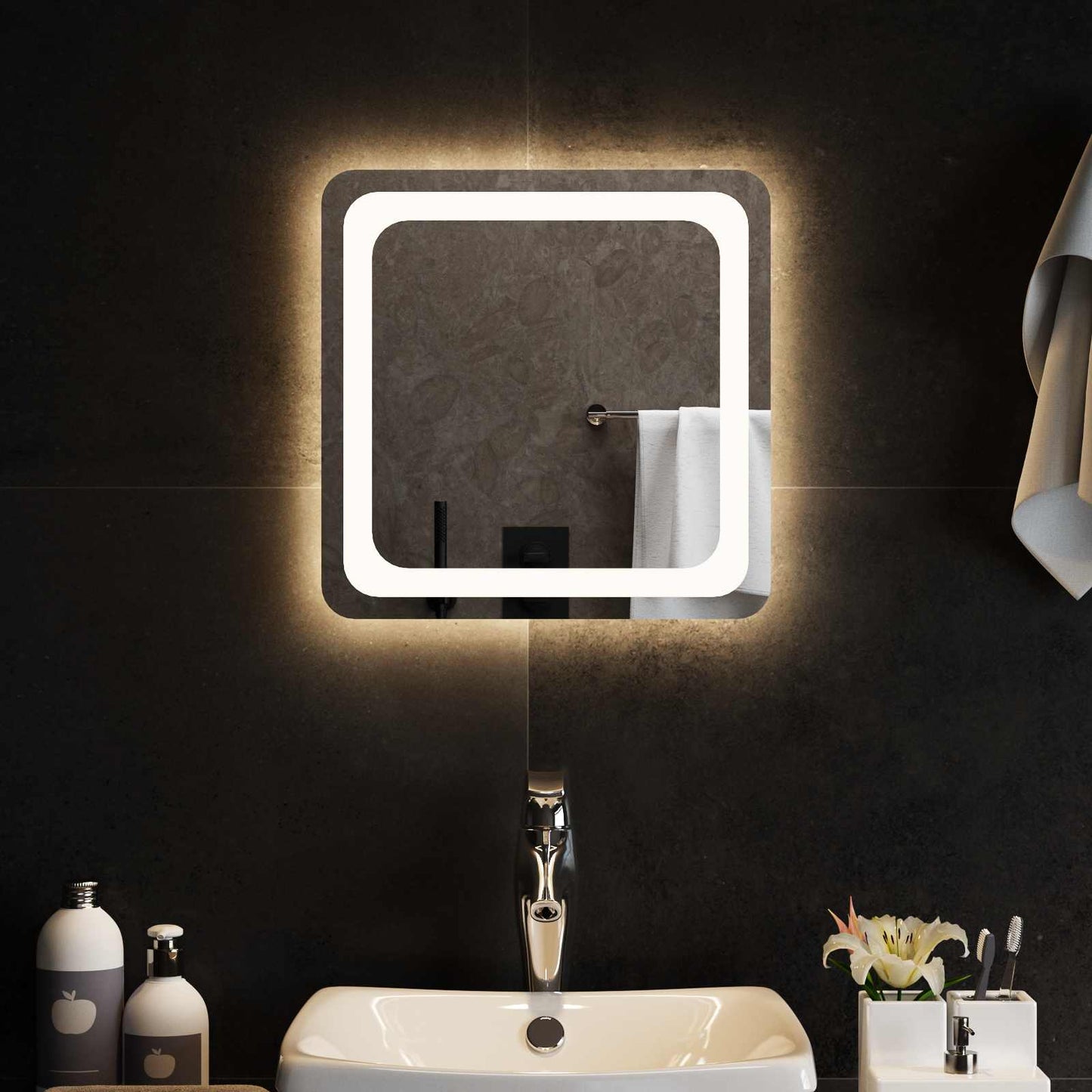 LED Badkamer Spiegel Transparant 40 x 40 cm gehard glas