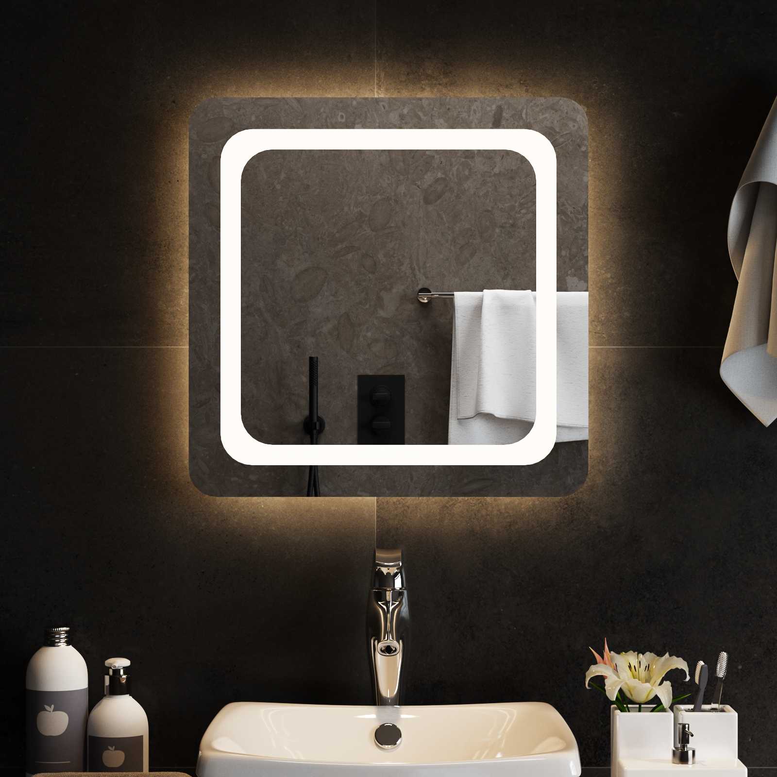 LED Badkamer Spiegel Transparant 50 x 50 cm gehard glas