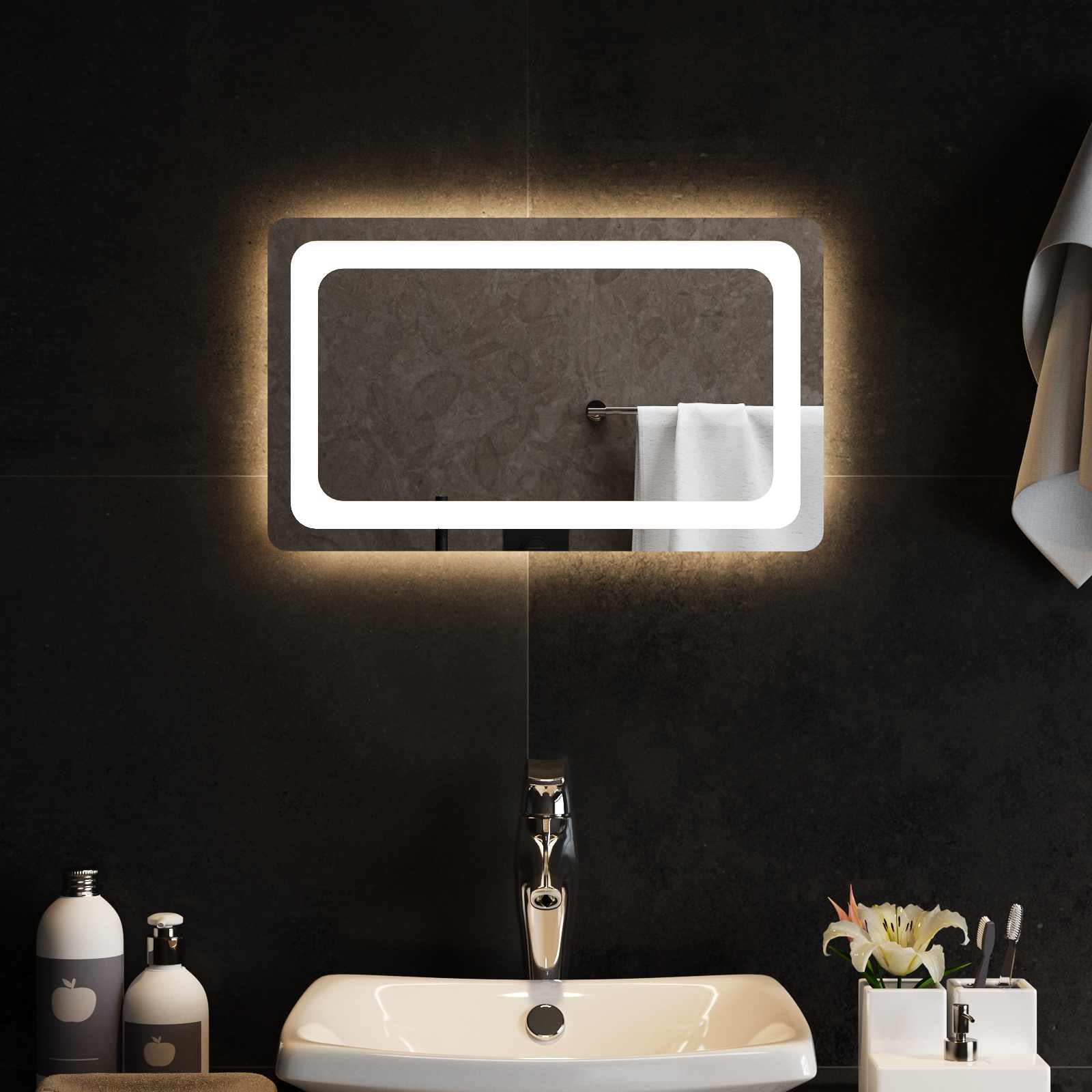 LED Badkamer Spiegel Transparant 50 x 30 cm gehard glas