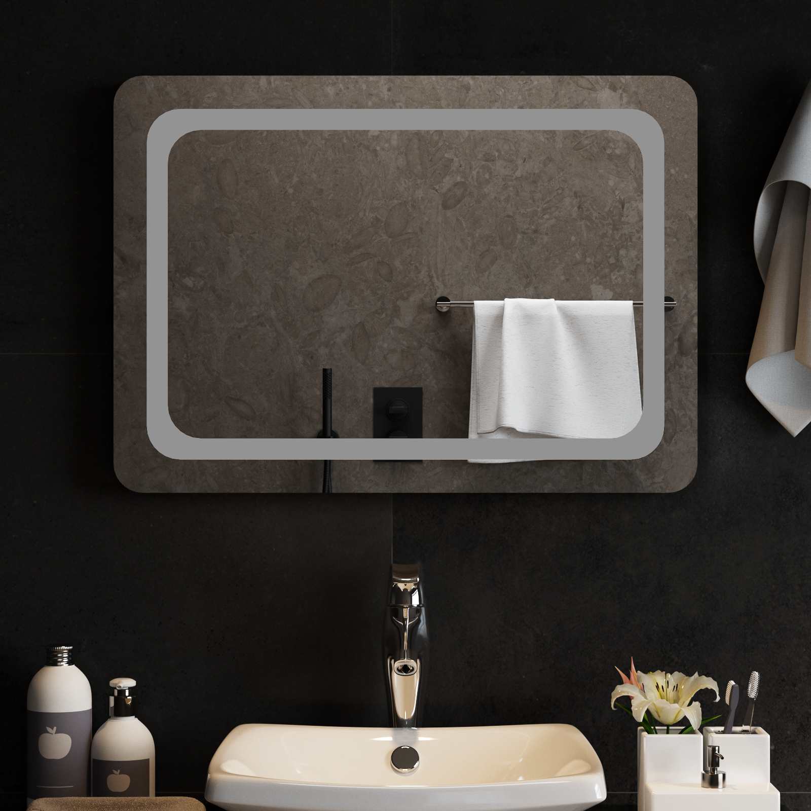 LED Badkamer Spiegel Transparant 70 x 50 cm gehard glas