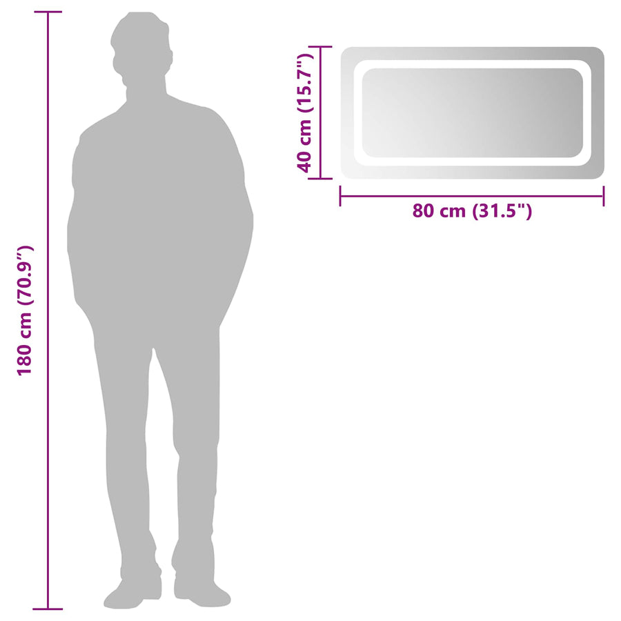 LED Badkamer Spiegel Transparant 80 x 40 cm gehard glas