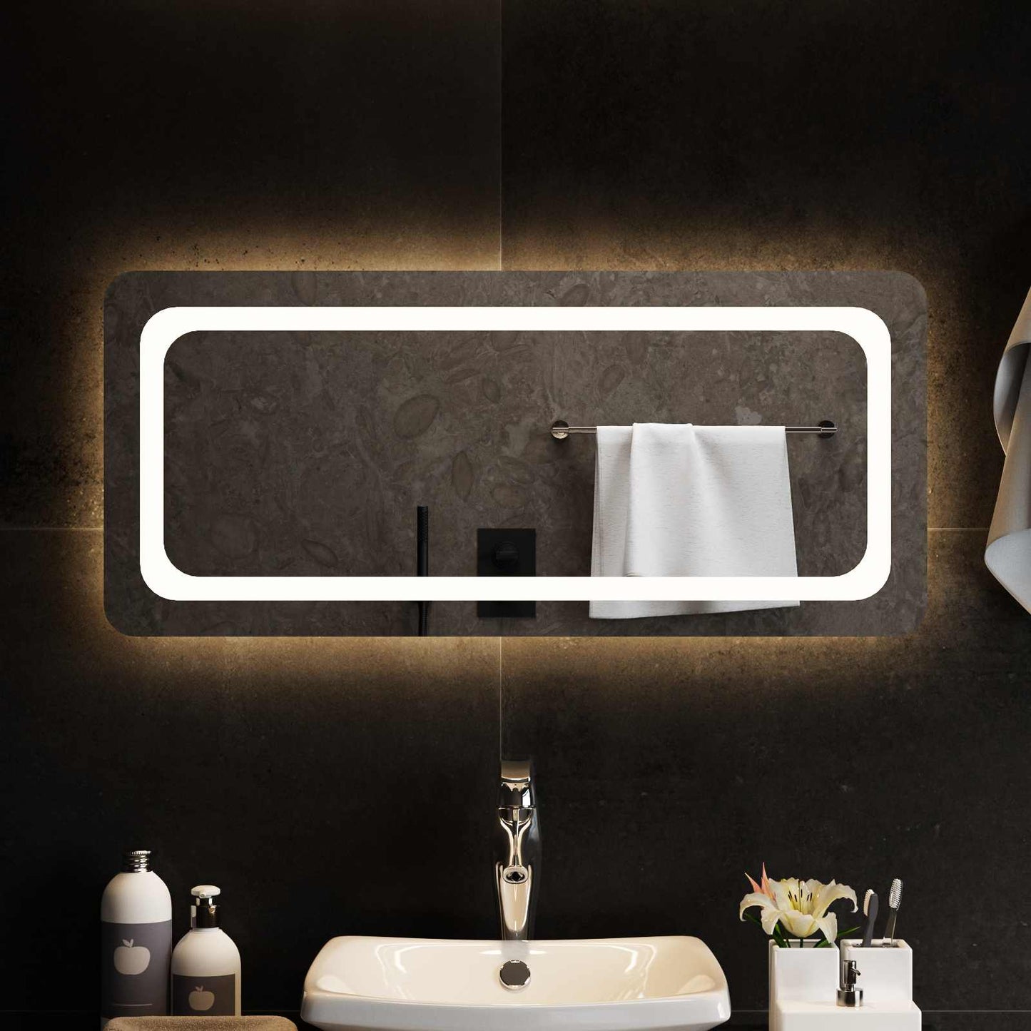 LED Badkamer Spiegel Transparant 90 x 40 cm gehard glas