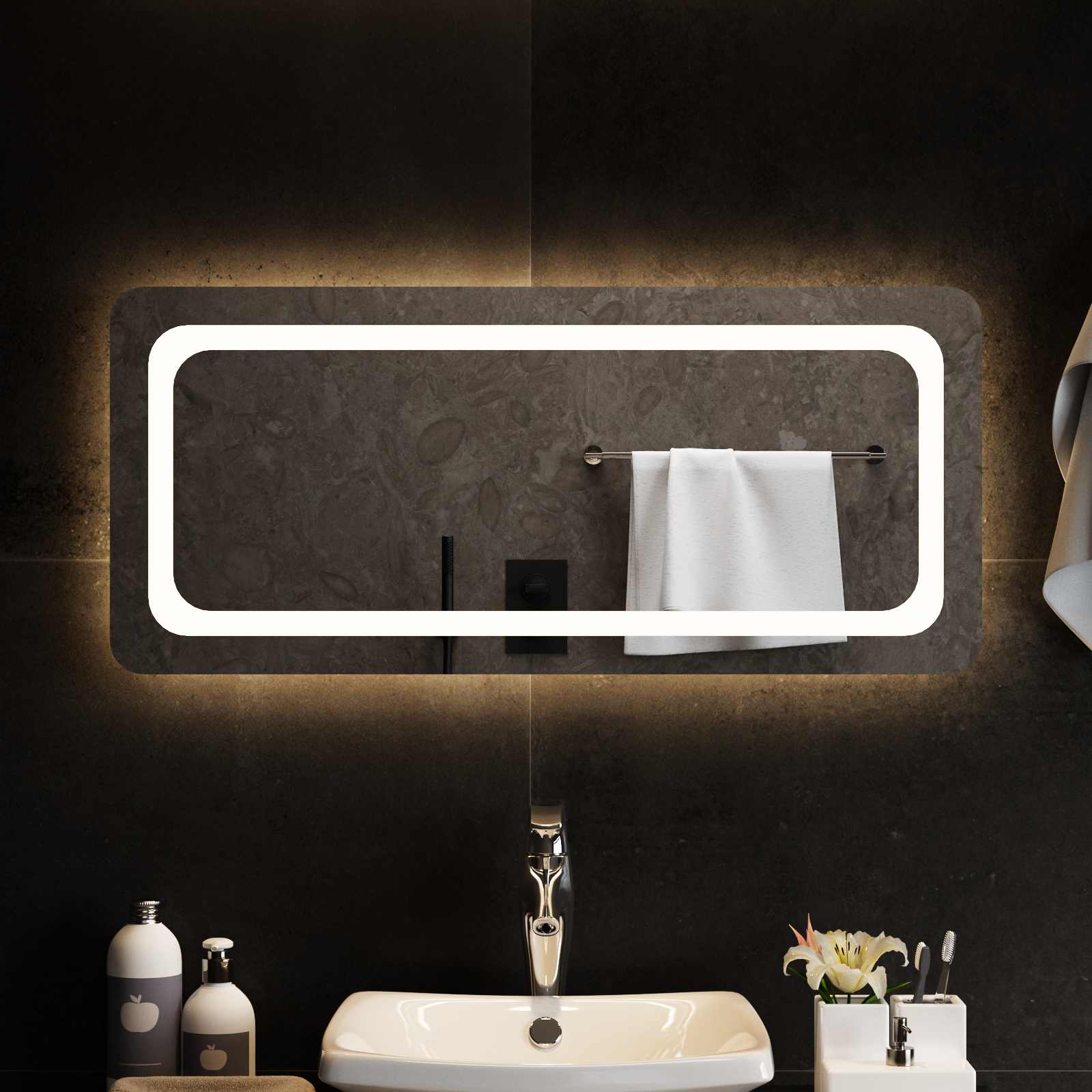 LED Badkamer Spiegel Transparant 90 x 40 cm gehard glas