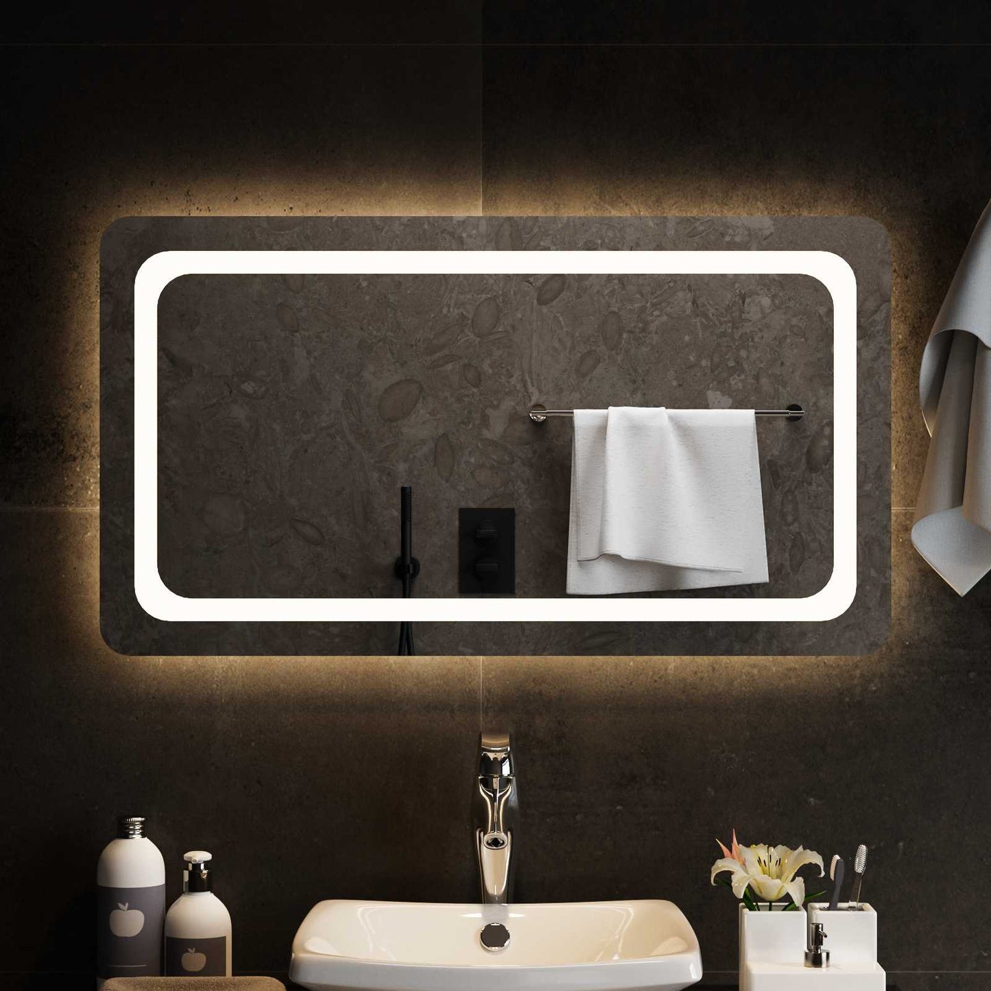 LED Badkamer Spiegel Transparant 90 x 50 cm gehard glas