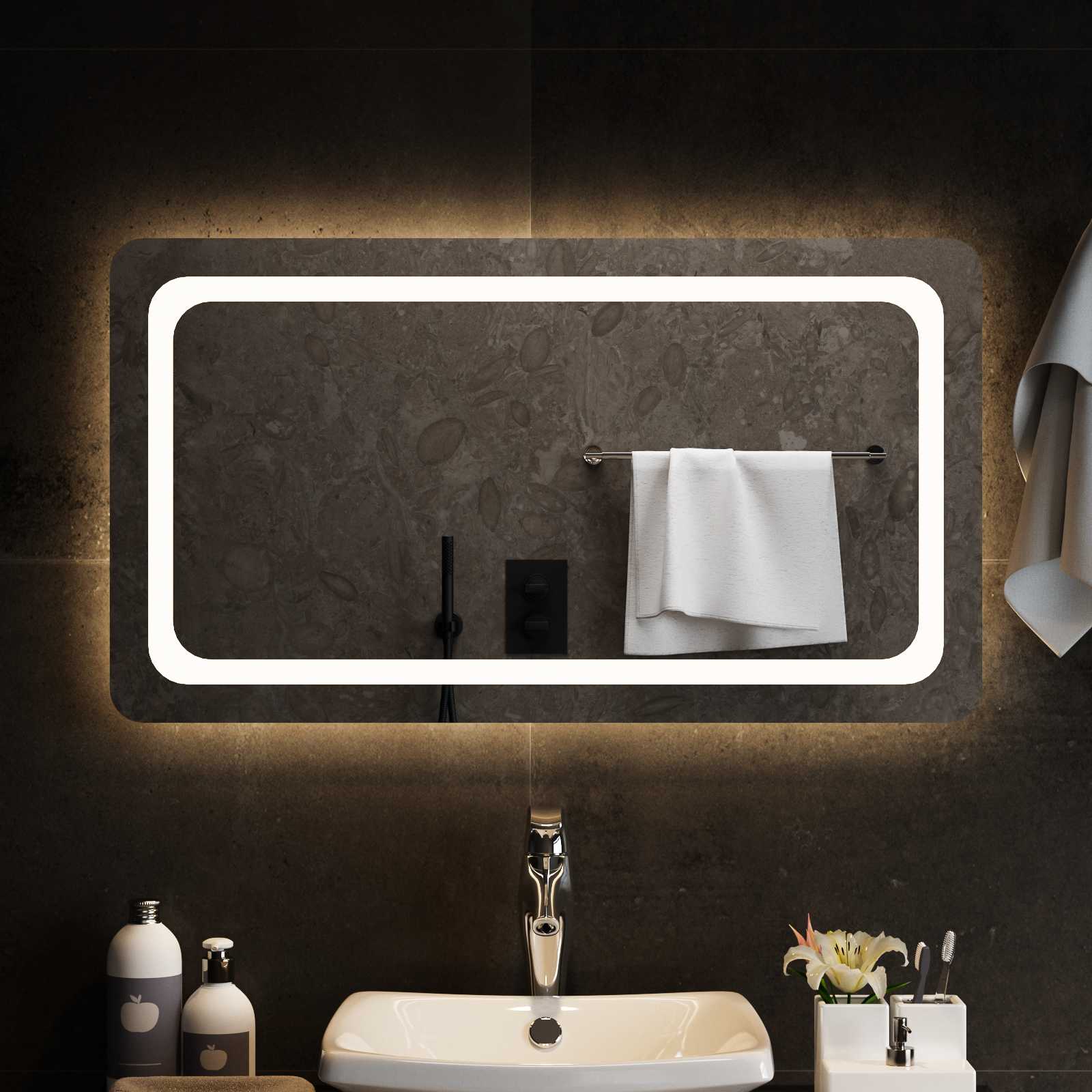 LED Badkamer Spiegel Transparant 90 x 50 cm gehard glas