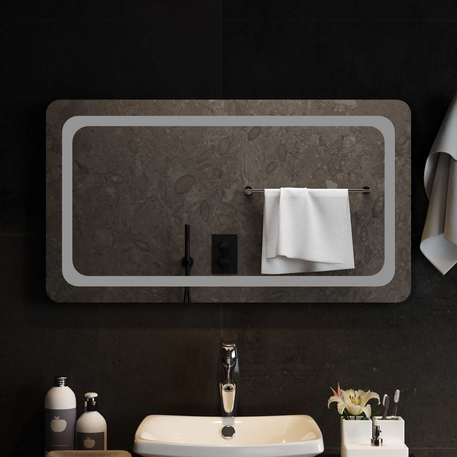 LED Badkamer Spiegel Transparant 90 x 50 cm gehard glas