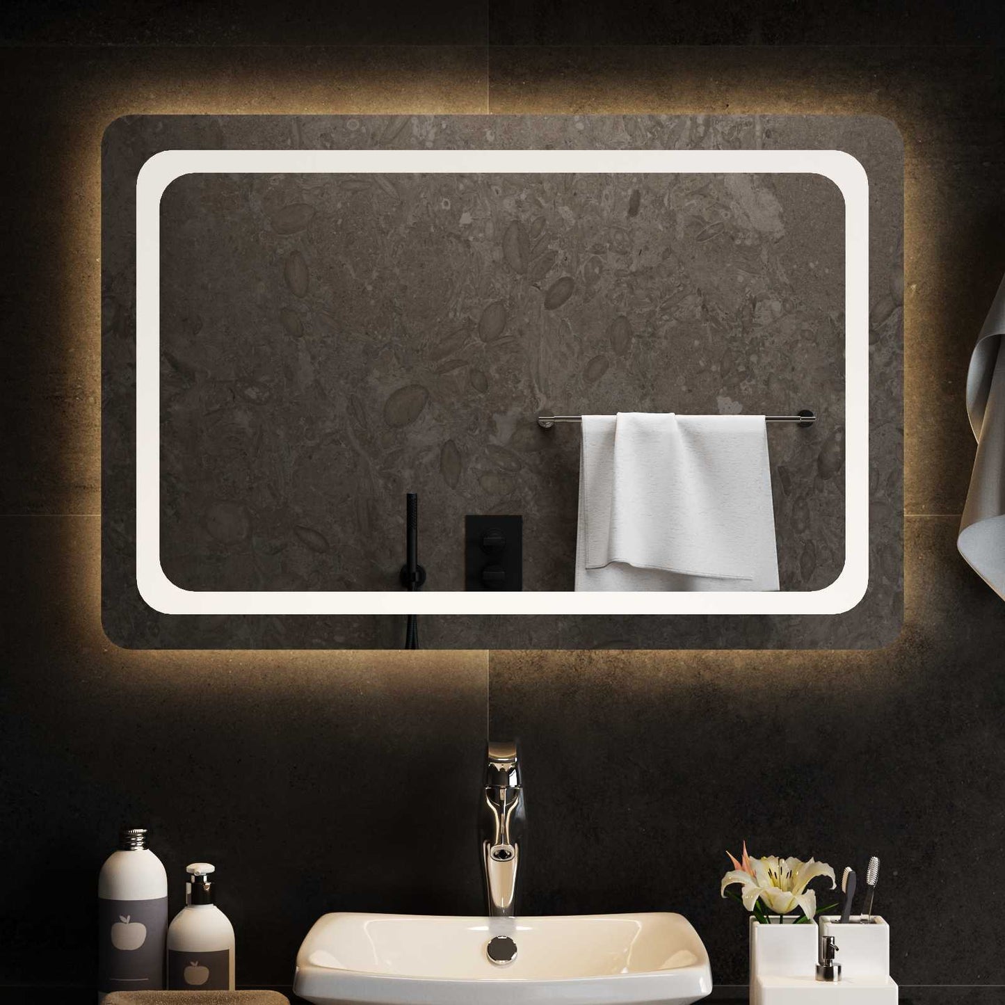 LED Badkamer Spiegel Transparant 90 x 60 cm gehard glas