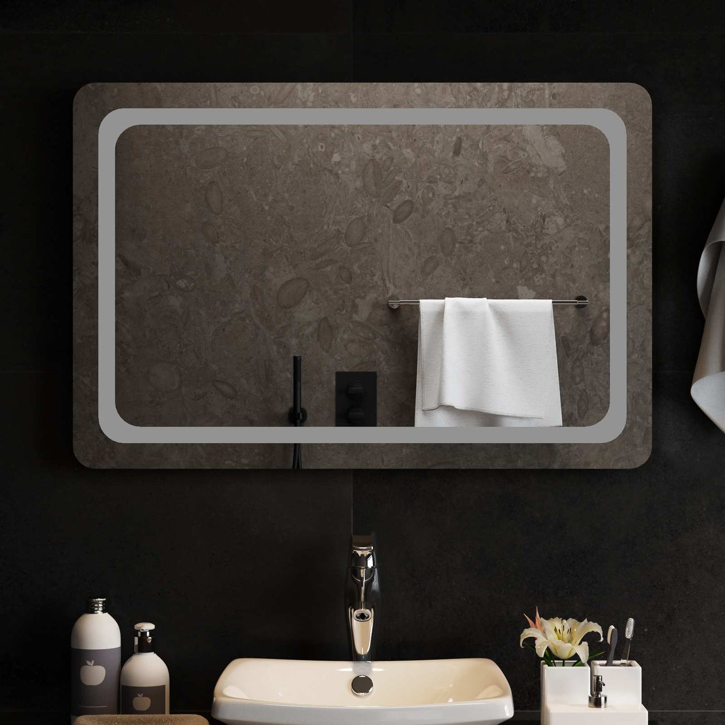 LED Badkamer Spiegel Transparant 90 x 60 cm gehard glas