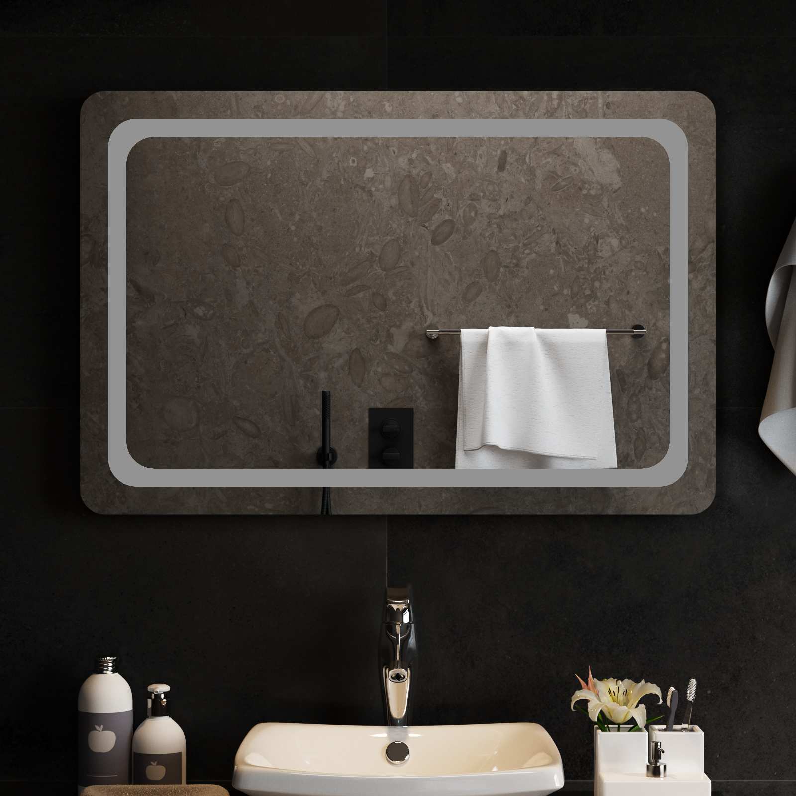 LED Badkamer Spiegel Transparant 90 x 60 cm gehard glas