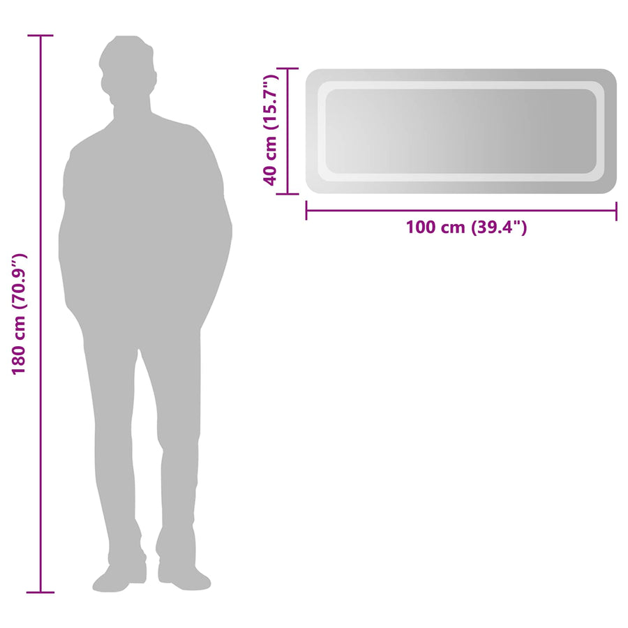 LED Badkamer Spiegel Transparant 100 x 40 cm gehard glas